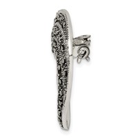 Sterling Silver Marcasite Open Heart Brooch Pin view 2