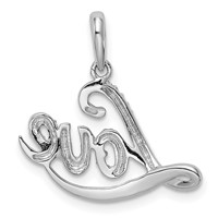 Sterling Silver Rhodium Plated Diamond Love Pendant view 4