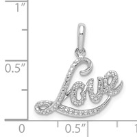 Sterling Silver Rhodium Plated Diamond Love Pendant view 3