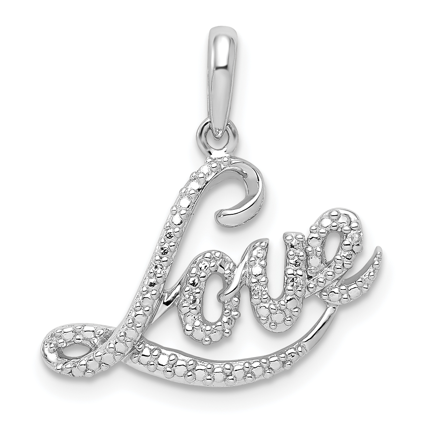 Sterling Silver Rhodium Plated Diamond Love Pendant (QP3337)