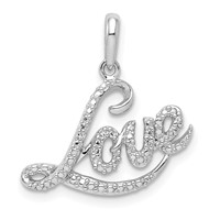 Sterling Silver Rhodium Plated Diamond Love Pendant view 1