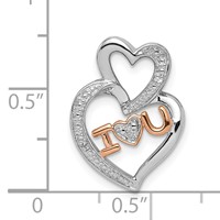 Sterling Silver Rhodium Diam.s Rose Gold Plated I Heart U Pendant view 3