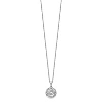 Sterling Silver Rhodium Plated Diamond Circle Necklace view 2
