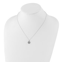 Sterling Silver Rhodium Plated Diamond Circle Necklace view 4