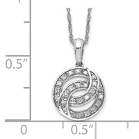 Sterling Silver Rhodium Plated Diamond Circle Necklace view 3