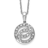 Sterling Silver Rhodium Plated Diamond Circle Necklace view 1
