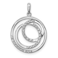 Sterling Silver Rhodium Plated Diamond Pendant view 1