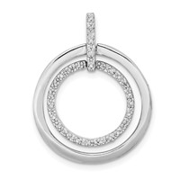 Sterling Silver Rhodium Plated Diamond Pendant view 1