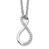 Sterling Silver Rhodium Plated Diamond Accent Infinity Necklace view 1