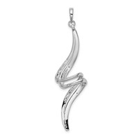 Sterling Silver Rhodium Plated Diamond Swirl Pendant view 4