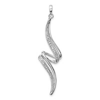 Sterling Silver Rhodium Plated Diamond Swirl Pendant view 1