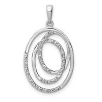 Sterling Silver Rhodium Plated Diamond Pendant view 1