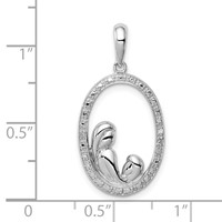 Sterling Silver Rhodium Plated Diamond Mother and Child Pendant view 3