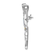 Sterling Silver Rhodium-plated Lab Created Opal CZ Butterfly Pin Chain Slide view 2