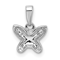 Sterling Silver Rhodium-plated Butterfly Pendant with Diamond Accent Dainty view 4