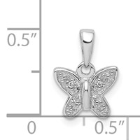 Sterling Silver Rhodium-plated Butterfly Pendant with Diamond Accent Dainty view 3
