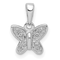 Sterling Silver Rhodium-plated Butterfly Pendant with Diamond Accent Dainty view 1