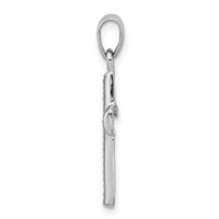 Sterling Silver Rhodium Plated Diamond Cross Pendant view 2
