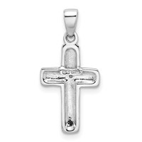 Sterling Silver Rhodium Plated Diamond Cross Pendant view 4