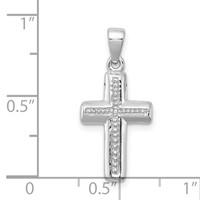 Sterling Silver Rhodium Plated Diamond Cross Pendant view 3
