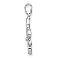 Sterling Silver Rhod-Plated Pendant with 14K Diamond Fleur De Lis view 2