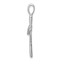 Sterling Silver Rhodium & Diam. Cross Pendant with Heart view 2