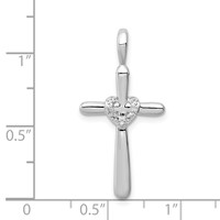 Sterling Silver Rhodium & Diam. Cross Pendant with Heart view 3
