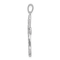 Sterling Silver Rhodium Plated Diamond Cross Pendant view 2