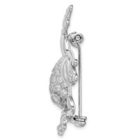Sterling Silver Rhodium-plated CZ Frog Brooch Pin view 2
