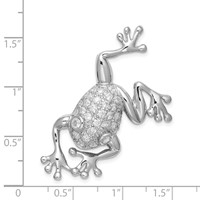 Sterling Silver Rhodium-plated CZ Frog Brooch Pin view 3