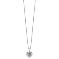 White Night Sterling Silver Rhodium-plated Champagne Diamond Heart Necklace with 2 Inch Extender, 18" view 2