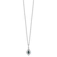 White Night Sterling Silver Rhodium-plated Blue and White Diamond Necklace with 2 Inch Extender, 18" view 2