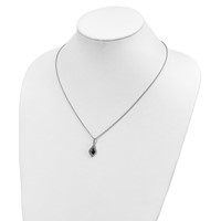 White Night Sterling Silver Rhodium-plated Blue and White Diamond Necklace with 2 Inch Extender, 18" view 3