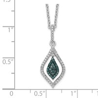 White Night Sterling Silver Rhodium-plated Blue and White Diamond Necklace with 2 Inch Extender, 18" view 4