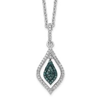 White Night Sterling Silver Rhodium-plated Blue and White Diamond Necklace with 2 Inch Extender, 18" view 1