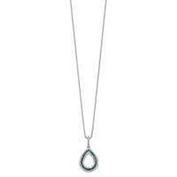 White Night Sterling Silver Rhodium-plated Blue and White Diamond Teardrop Necklace with 2 Inch Extender - 18in view 2
