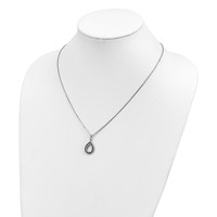 White Night Sterling Silver Rhodium-plated Blue and White Diamond Teardrop Necklace with 2 Inch Extender - 18in view 3