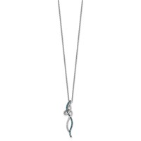 White Night Sterling Silver Rhodium-plated Swirl White and Blue Diamond Necklace with 2 Inch Extender, 18" view 2