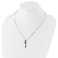 White Night Sterling Silver Rhodium-plated Swirl White and Blue Diamond Necklace with 2 Inch Extender, 18" view 3