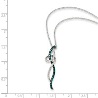 White Night Sterling Silver Rhodium-plated Swirl White and Blue Diamond Necklace with 2 Inch Extender, 18" view 4