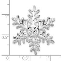 Sterling Silver Rhodium-plated CZ Snowflake Brooch Pin view 3