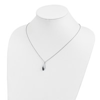 White Night Sterling Silver Rhodium-plated Blue Diamond Necklace with 2 Inch Extender, 18" view 3