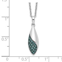 White Night Sterling Silver Rhodium-plated Blue Diamond Necklace with 2 Inch Extender, 18" view 4