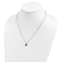 White Night Sterling Silver Rhodium-plated White and Black Diamond Heart Necklace with 2 Inch Extender, 18" view 5