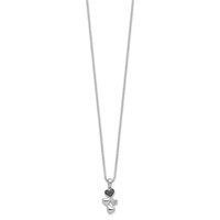 White Night Sterling Silver Rhodium-plated White and Black Diamond Heart Necklace with 2 Inch Extender, 18" view 2