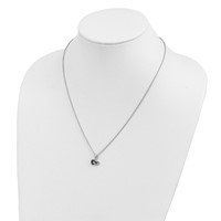 White Night Sterling Silver Rhodium-plated Black and White Diamond Double Heart Necklace with 2 Inch Extender, 18" view 5