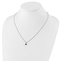 White Night Sterling Silver Rhodium-plated Black and White Diamond Circle Pendant Necklace with 2 Inch Extender, 18" view 5