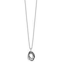 White Night Sterling Silver Rhodium-plated Black and White Diamond Triple Oval Necklace with 2 Inch Extender, 18" view 2