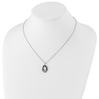 White Night Sterling Silver Rhodium-plated Black and White Diamond Triple Oval Necklace with 2 Inch Extender, 18" view 5
