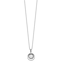 White Night Sterling Silver Rhodium-plated Black Diamond Circle Necklace with 2 Inch Extender, 18" view 2